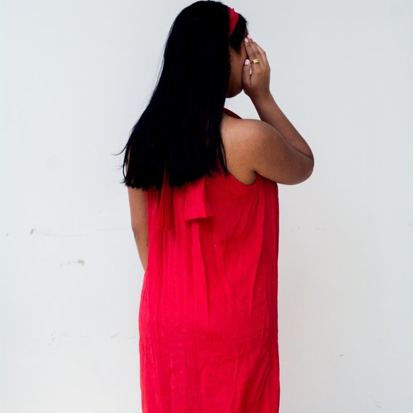 Red Silk Multi-Way Dress - Picture 4 of 5